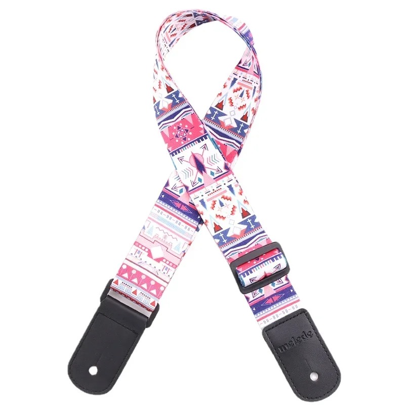 Vintage Guitar Strap with Ethnic Motifs at Tribal Sunset