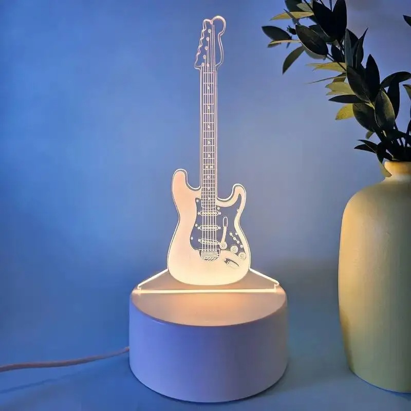 Electric Rock Guitar LED Night Light on Vintage Vinyl (30 cm) Model 2