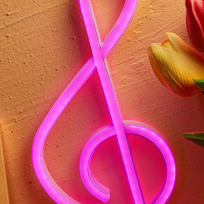 Detailed view of Music Note LED Neon Night Light - Illuminated Music Note USB or Battery Powered