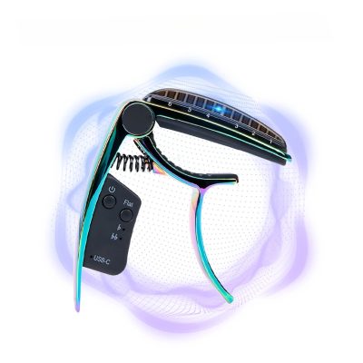 Magnifique Détails Capodastre Guitare Intelligent 2-en-1 avec Accordeur LED Rechargeable USB-C