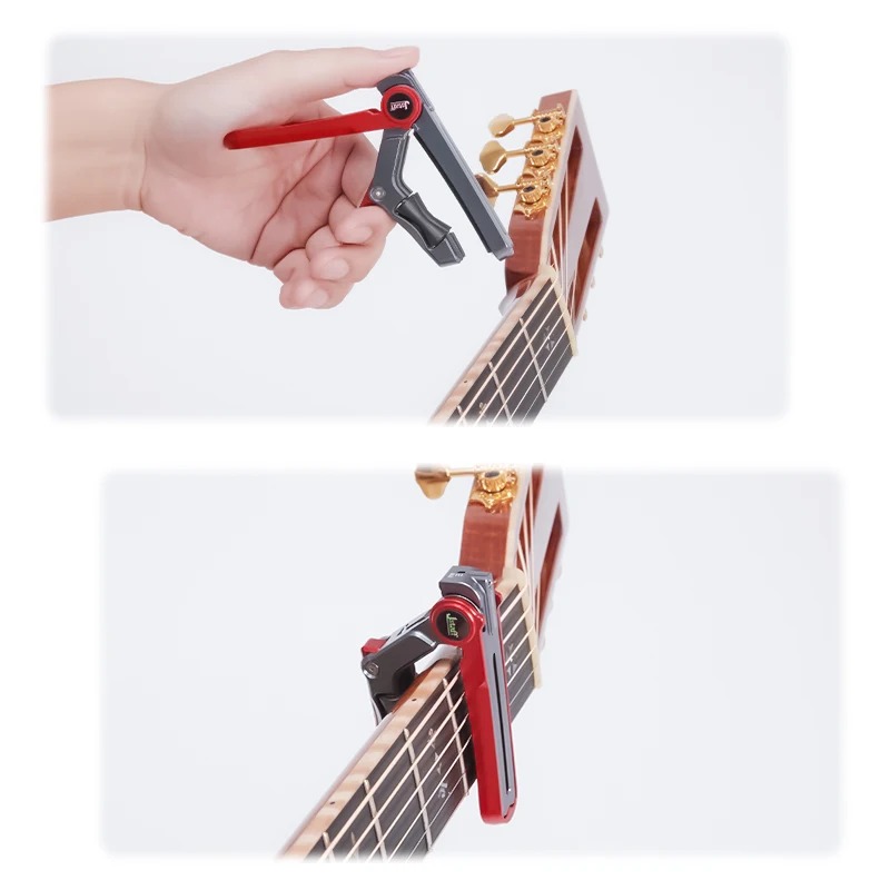 Utilisation Capodastre Guitare Premium Réglable avec Système de Pression Contrôlée et Glissière Fluide