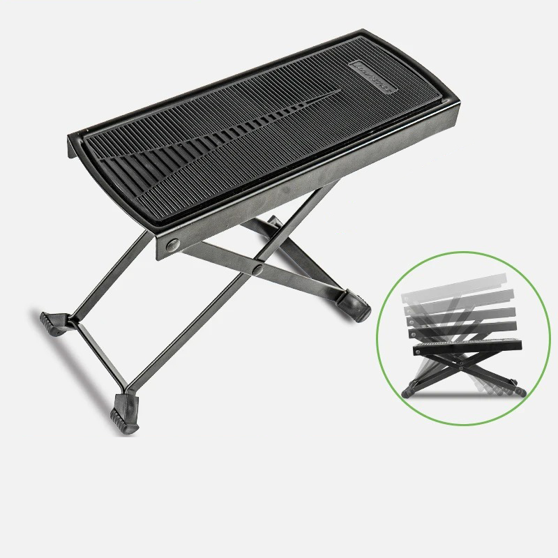 Avant Repose-pied Guitare Métallique Pliable - 5 Niveaux de Réglage