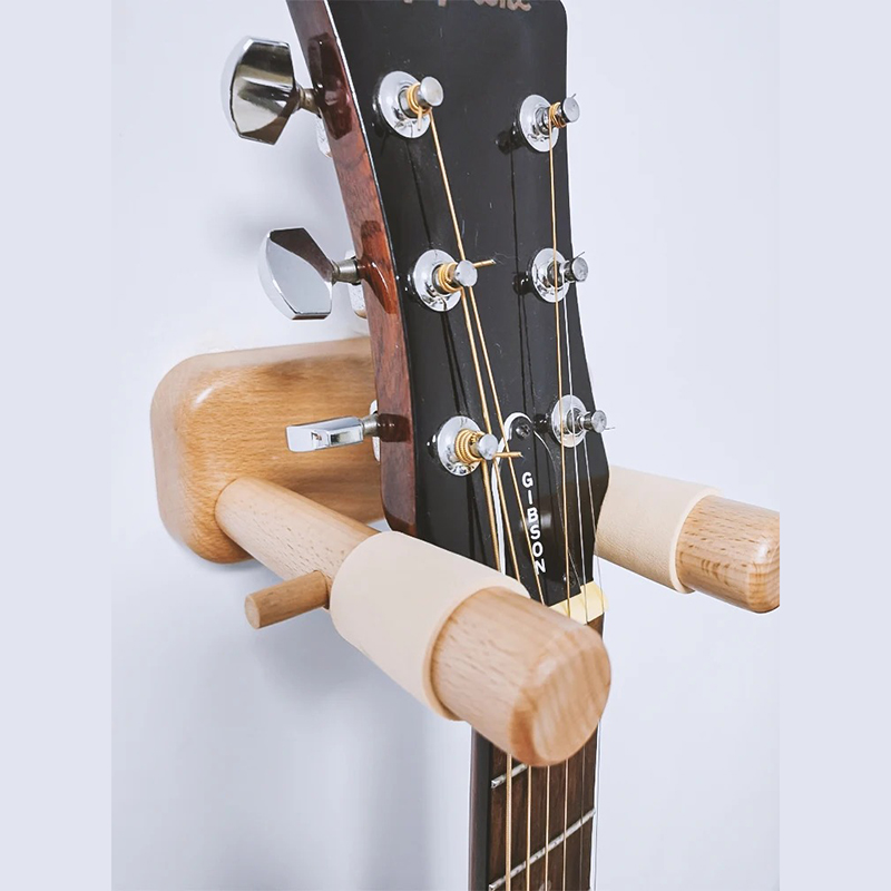 Avant Support Mural Guitare Design Bois Naturel & Base Colorée - 7 couleurs au choix !