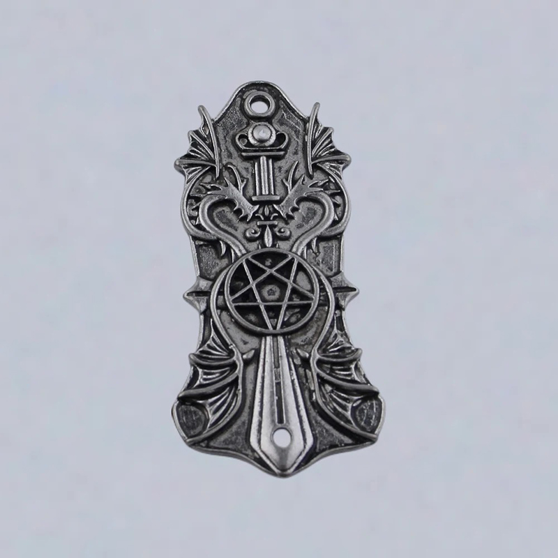 Guide-Cordes Guitare Pentagramme & Dragons Métalliques Couleur Argent