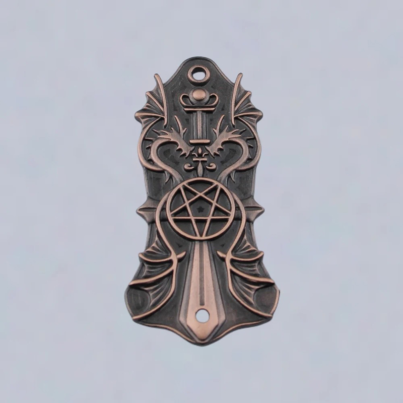 Guide-Cordes Guitare Pentagramme & Dragons Métalliques Couleur Bronze