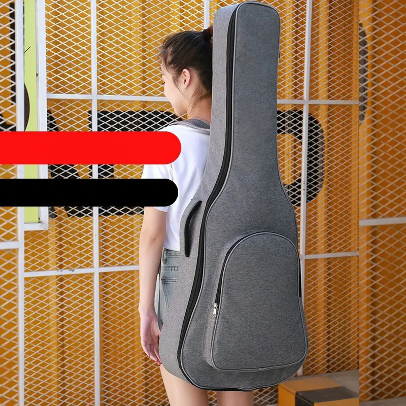Housse Guitare Acoustique Tissu Chiné, Gig Bag Sac à Dos pour Guitare Classique Folk 41 Couleur Gris