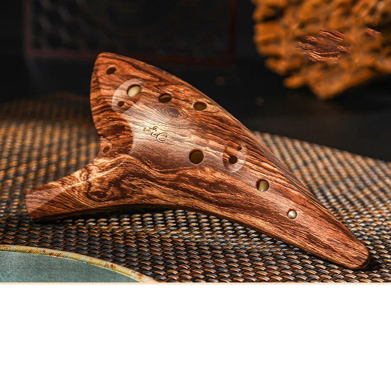 Ocarina 12 Trous Alto C, Kit Débutant en Résine Anti-chute, avec Housse, Cordon et Méthode d'apprentissage Couleur Marron