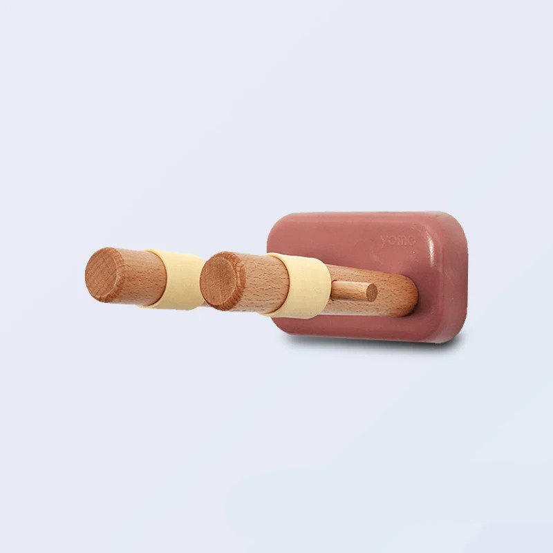 Support Mural Guitare Design Bois Naturel & Base Colorée Couleur Rose