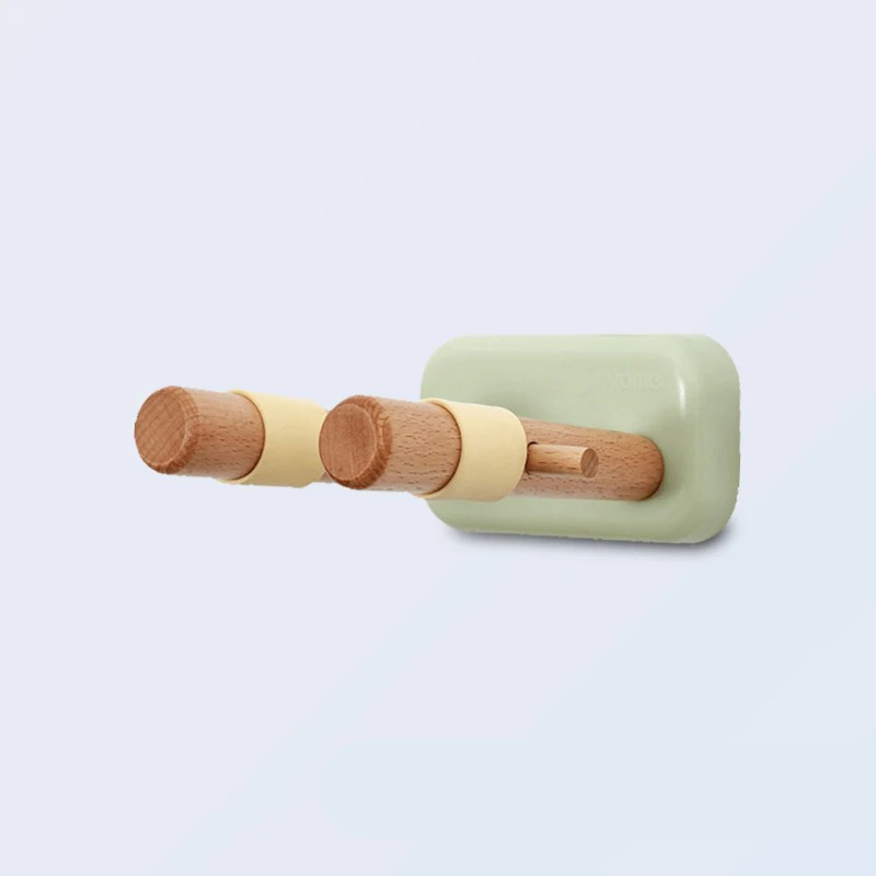 Support Mural Guitare Design Bois Naturel & Base Colorée Couleur Vert