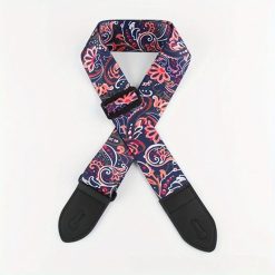 Sangle de Guitare Bohème Fleurs d’Encre Indigo