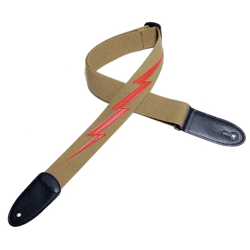 Sangle Guitare Électrique – Éclairs Vintage Couleur Beige