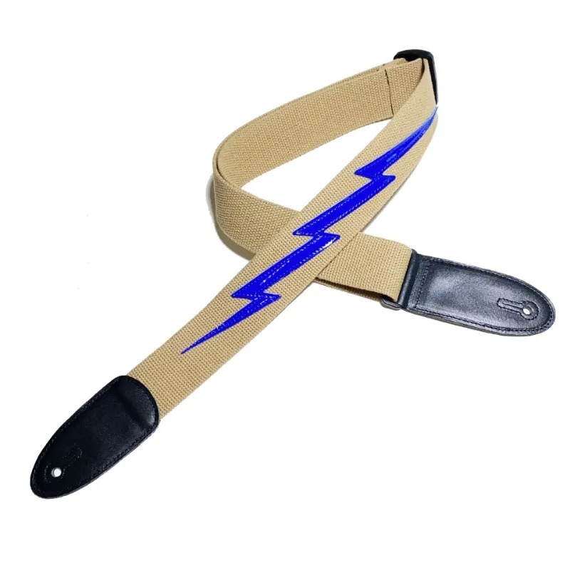 Sangle Guitare Électrique – Éclairs Vintage Couleur Creme