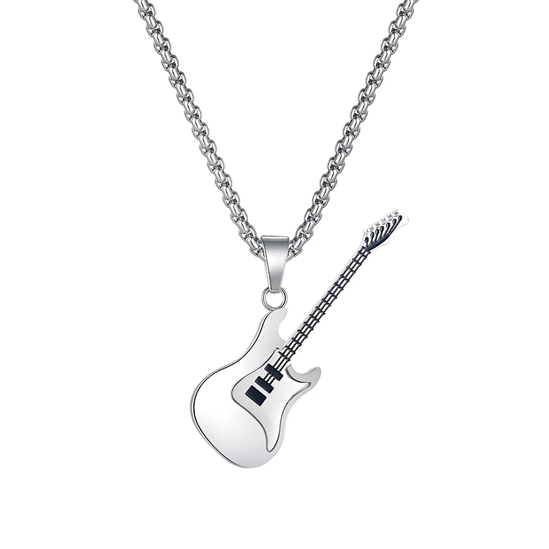 Collier pendentif volume plein guitare électrique - blanc