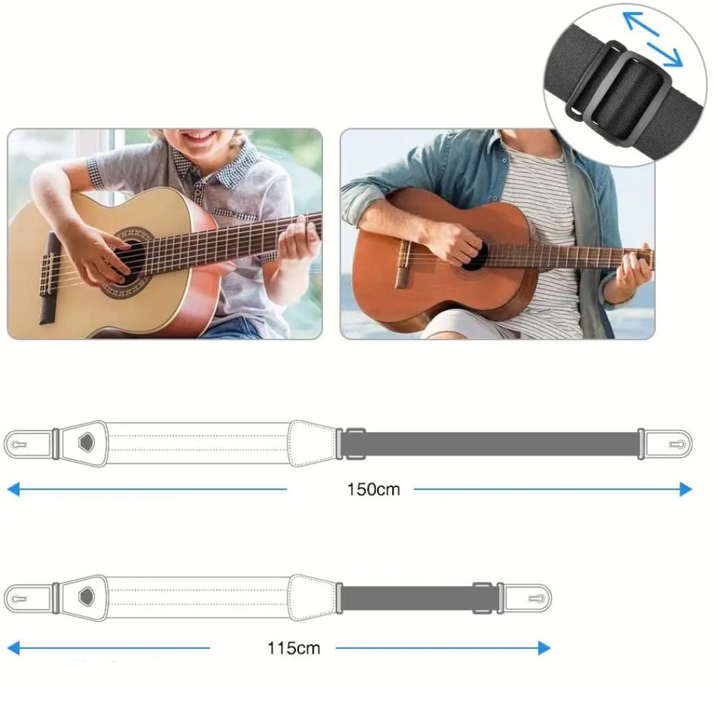 Détails réglages de la Sangle de guitare en mousse à mémoire de forme