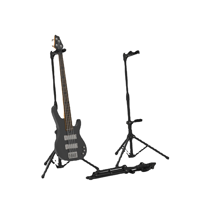 Porte guitare au sol trépied pilant pour basses électriques - modèle noir