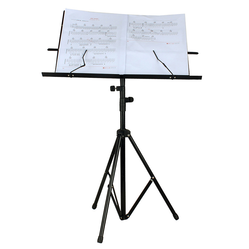 Pupitre guitare pliable en acier inoxydable réglable - avec sac de transport en utilisation