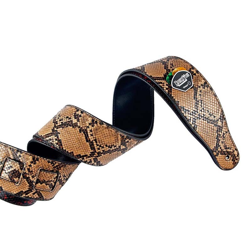 Sangle de guitare électrique ou classique à motif de peau de serpent - 2 couleurs - beige