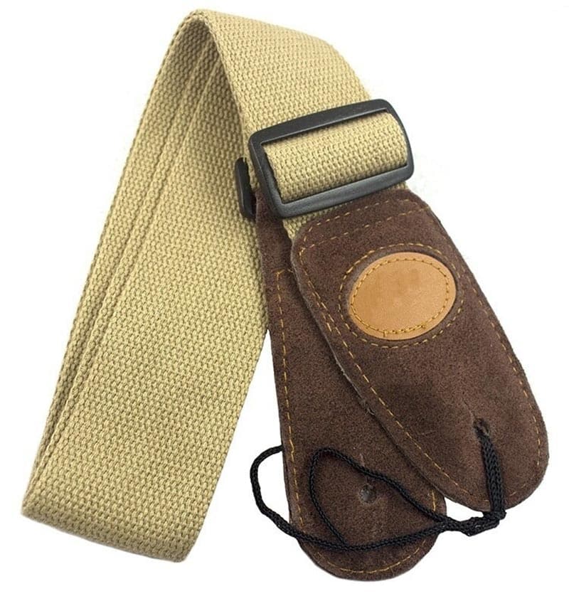 Sangle en cuir véritable pour guitare acoustique - 5 couleurs au choix - beige