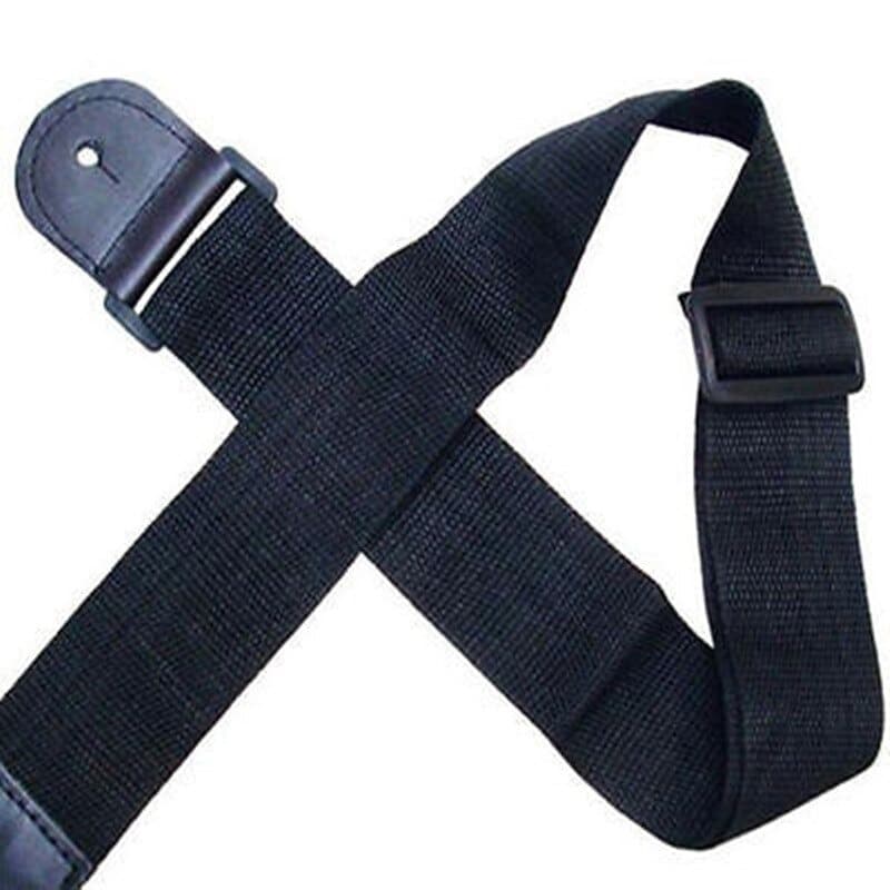 Sangle de Guitare en simili cuir et Nylon noir - Réglable de 75 à 120 cm