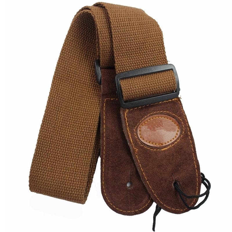 Sangle en cuir véritable pour guitare acoustique - 5 couleurs au choix - café