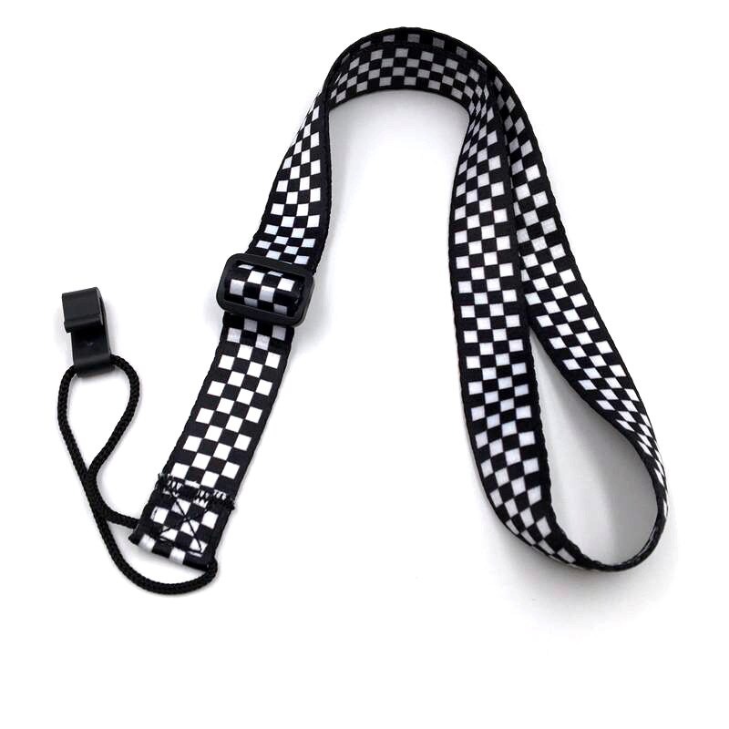 Sangle Ukulélé à bande réglable motif damier blanc et noir