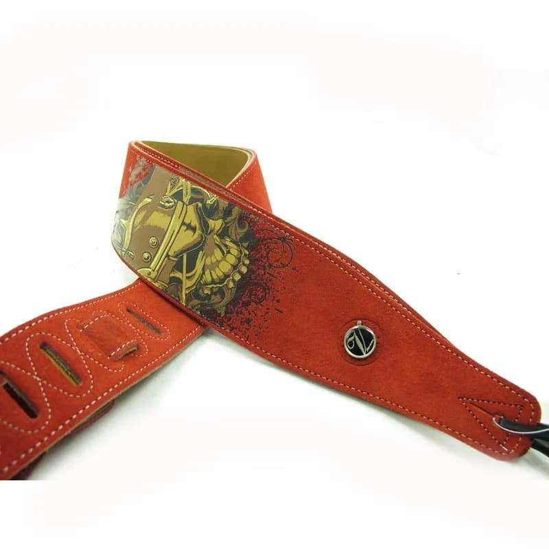 Sangle de Guitare Motif Tête de Mort en cuir de haute qualité - Réglable