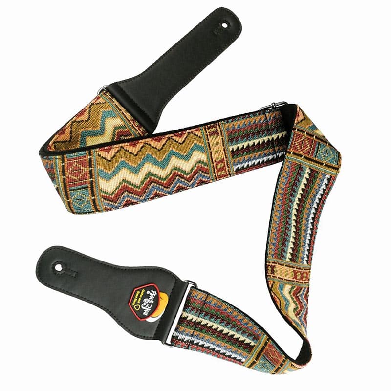Sangle de guitare acoustique en coton de haute qualité - longueur réglable vue complète