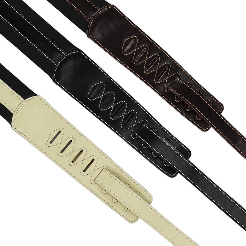 Sangle de guitare en cuir rembourrée réglage