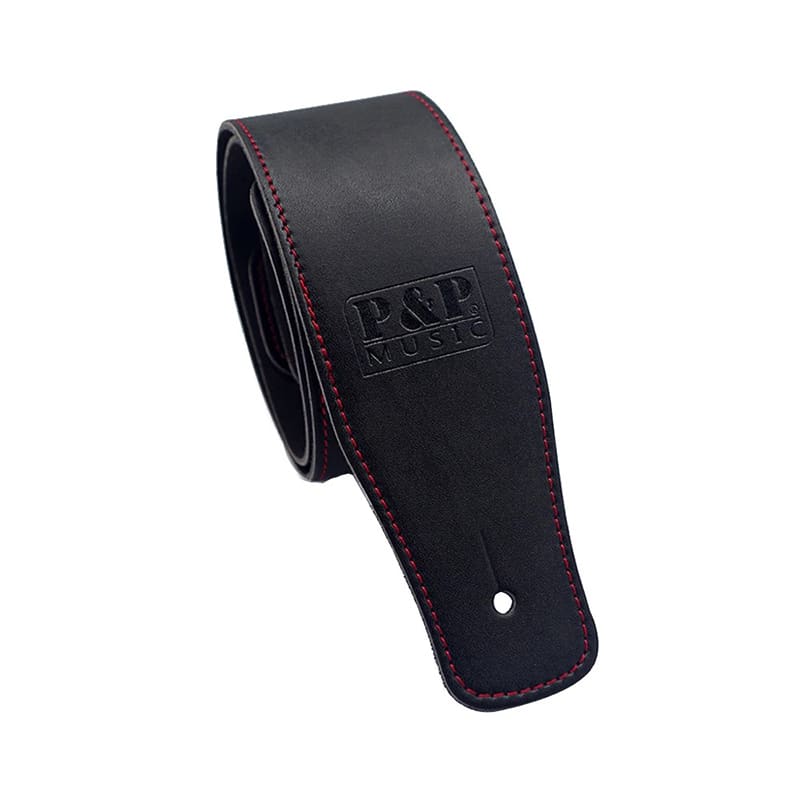 Sangle noire au cuir doux avec surpiquage - modele 1