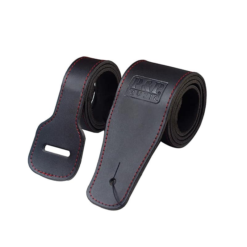 Sangle noire au cuir doux avec surpiquage
