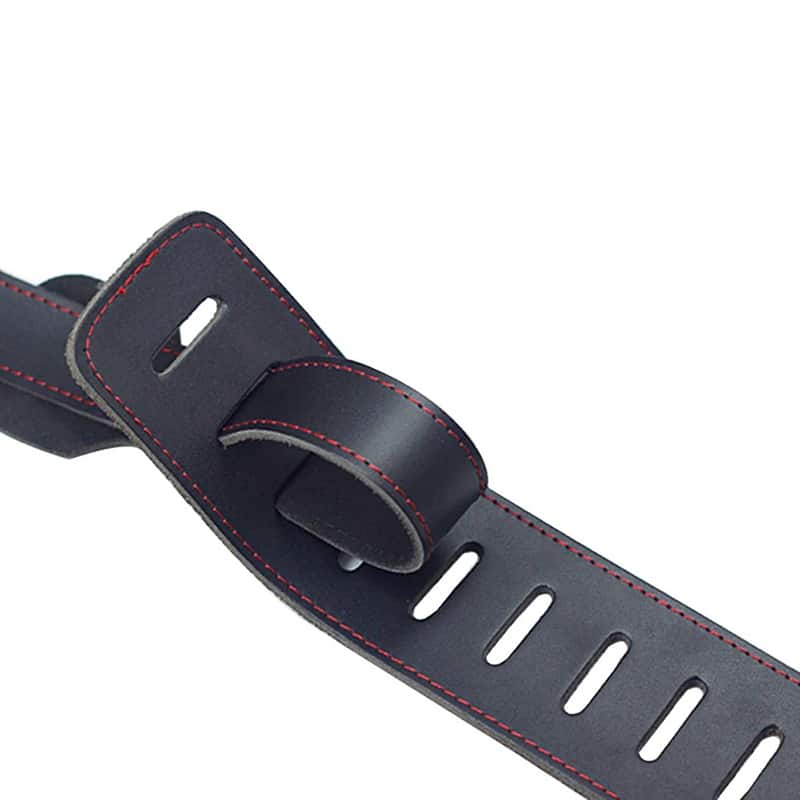 details Sangle noire au cuir doux avec surpiquage