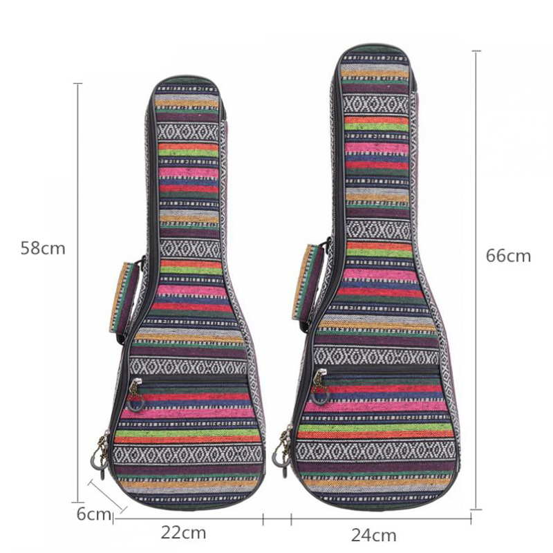 dimensions de la Housse pour Ukulele Style éthniques - 2 tailles au choix
