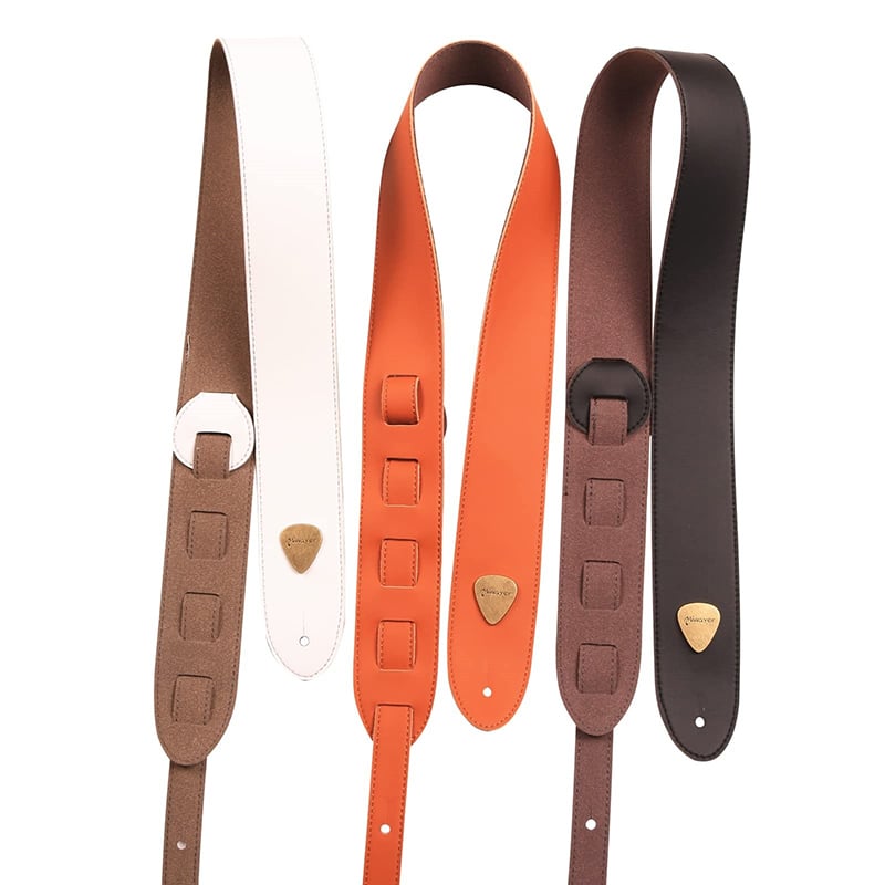 sangle de guitare en cuir véritable large et souple - avec kit