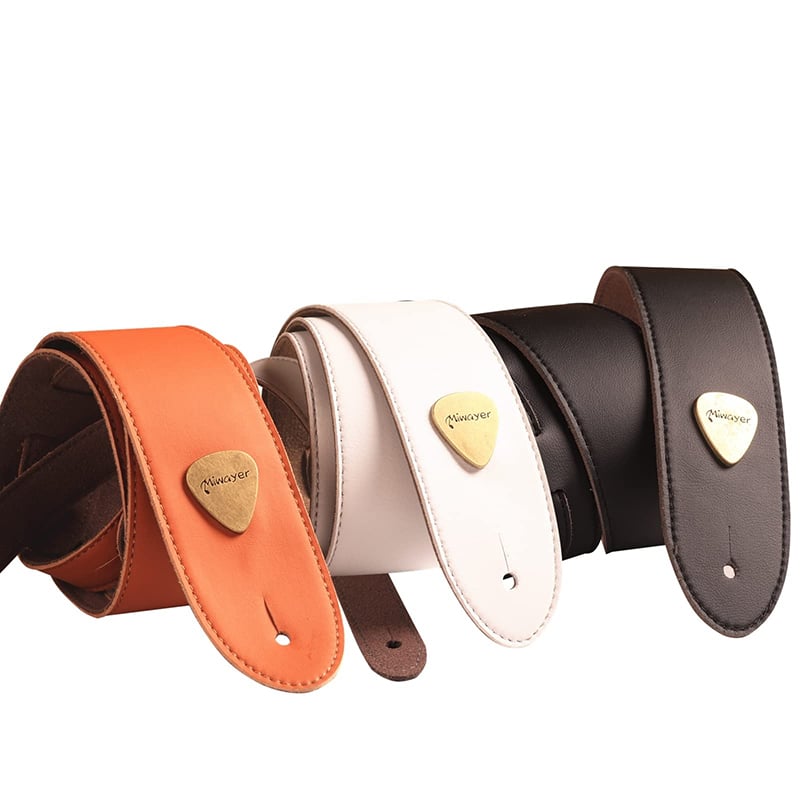 sangle de guitare en cuir véritable large et souple avec kit