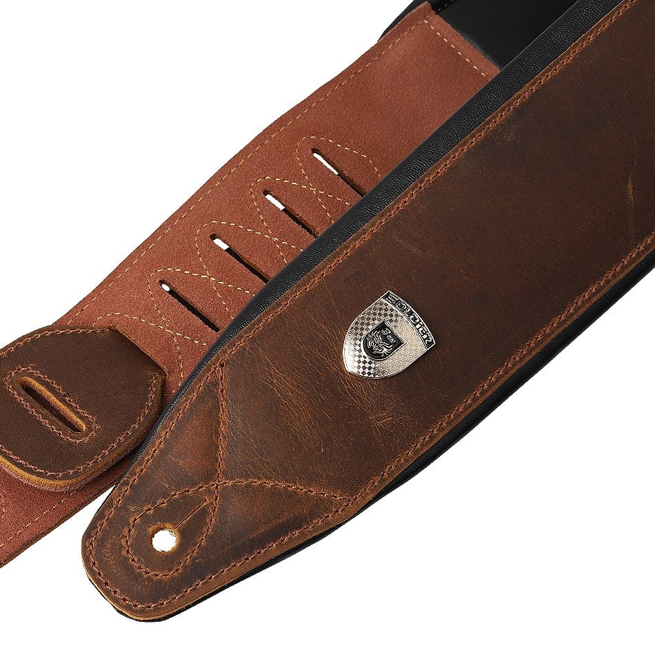 Sangle de guitare en cuir de vachette rembourrée réglable