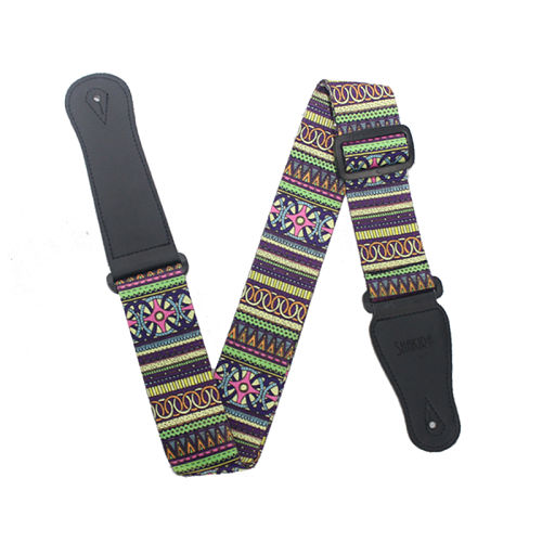 Sangle de guitare vintage polyester avec bouton de fixation pour sangle