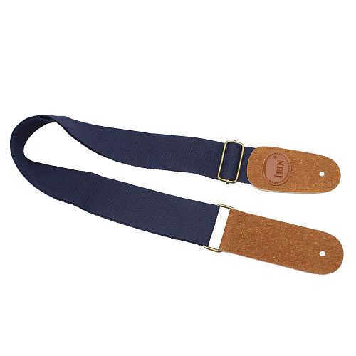 Sangle guitare classique en nylon extrémités cuir bleu marine