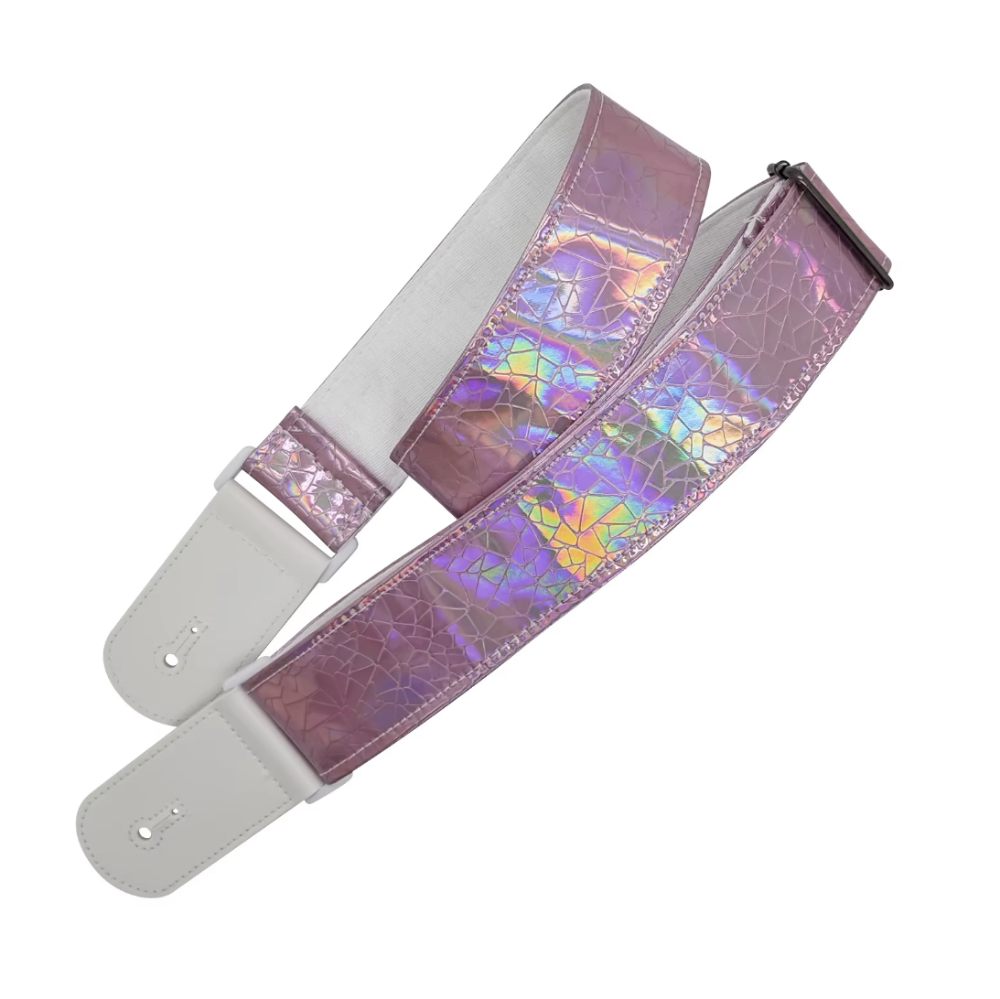 Sangle Guitare Électrique à Effet Holographique Rose Prisma Vibe